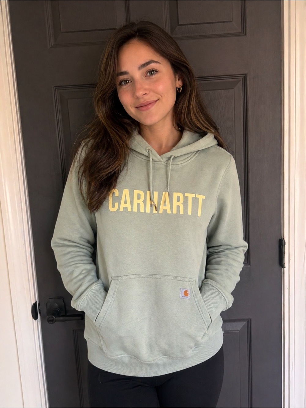 Carhartt Women's Relaxed Fit Logo Hoodie - Succulent Heather G86 S